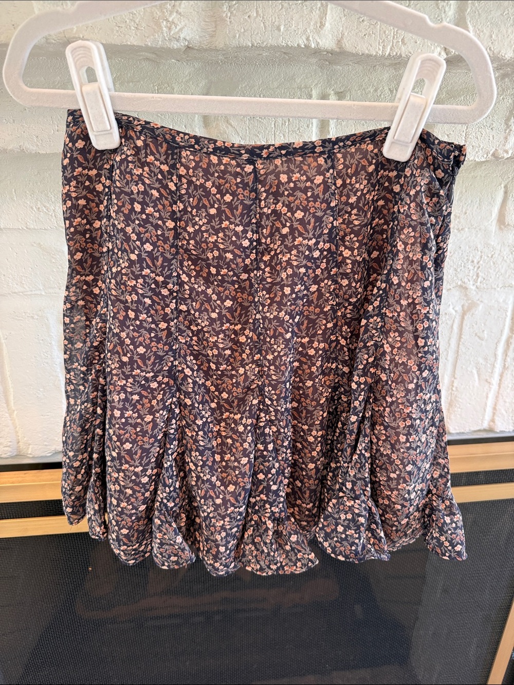 Vici Navy Skater Mini Skort with Pink Floral Print